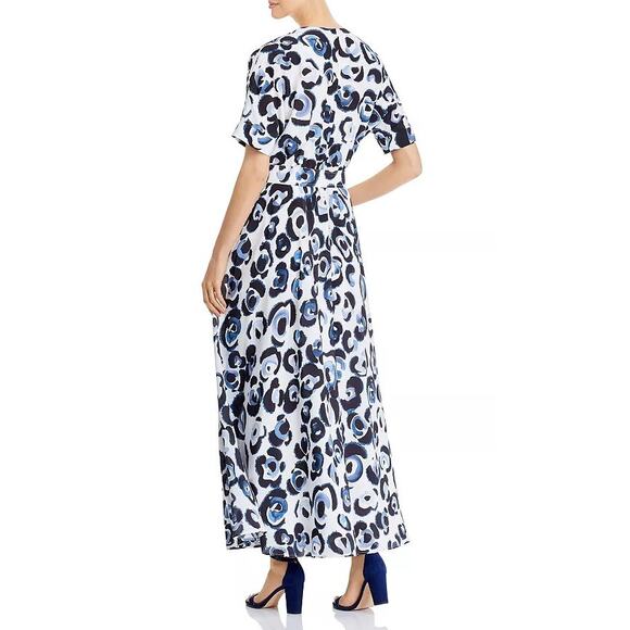 Lafayette 148 New York Silk Blue Leopard Belted Dress XS - Picture 9 of 12